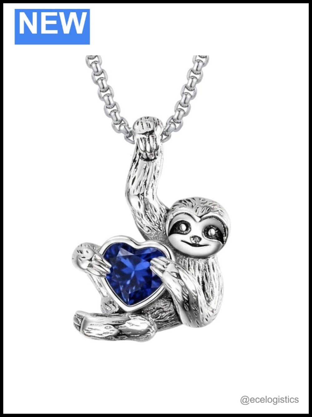 18K Gold Plated Sloth Pendant Necklace Birthstone Jewelry Gift for Women